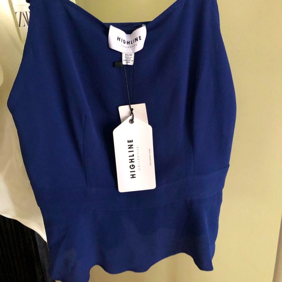 BNWT Royal Blue Sleeveless Peplum Blouse XS - Picture 3 of 4